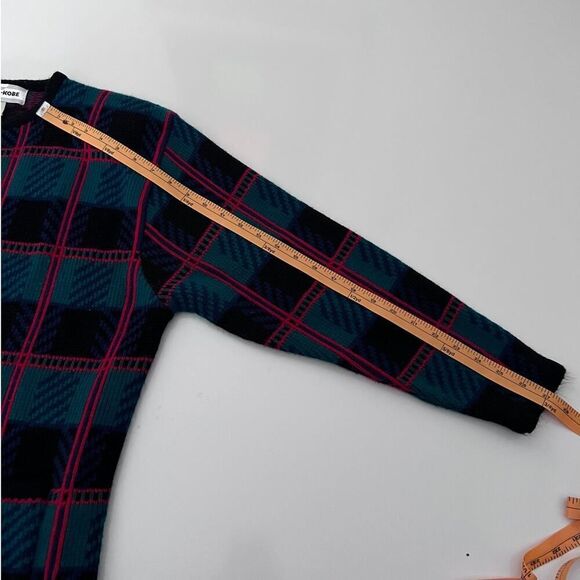 VNTG Crystal-Kobe Black/Green/Blue/Red Plaid, Gold Button, Cardigan- XL - Picture 7 of 7